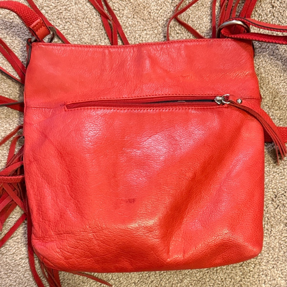 Lucky Brand Vibrant Red Crossbody Bag with Fringe - Picture 8 of 8